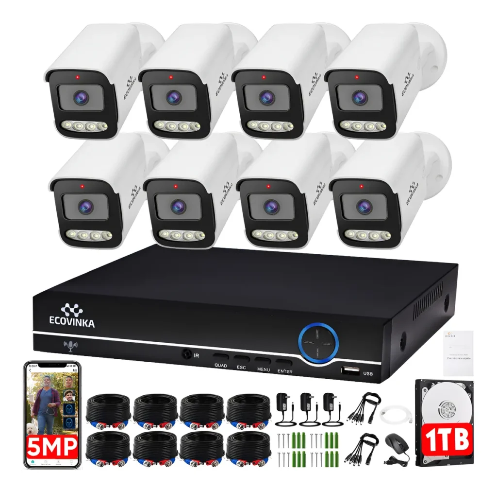 Kit De Cámaras De Seguridad 5mp Dvr 8 Cámaras Disco 1tb
