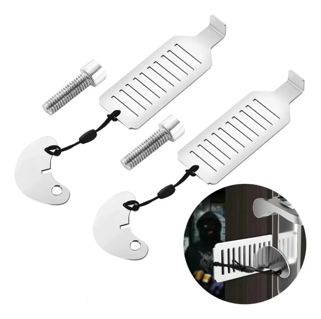 Cortes 2 Pzs Cerradura Portátil De Seguridad Extra Para Puertas, Antirrobo Metálica,